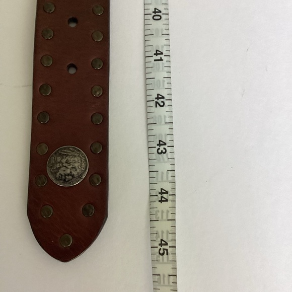 Trafalgar Belt Mens 38 Brown Buffalo Nickels Grommets Leather Western Cowboy - Picture 7 of 12